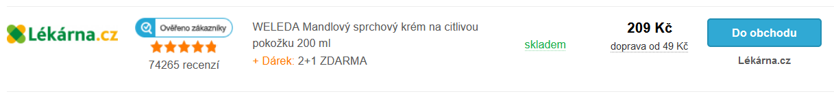Produkt WELEDA mandlový sprchový krém na Lékárna.cz s dárkem 2+1 zdarma za 209 Kč.